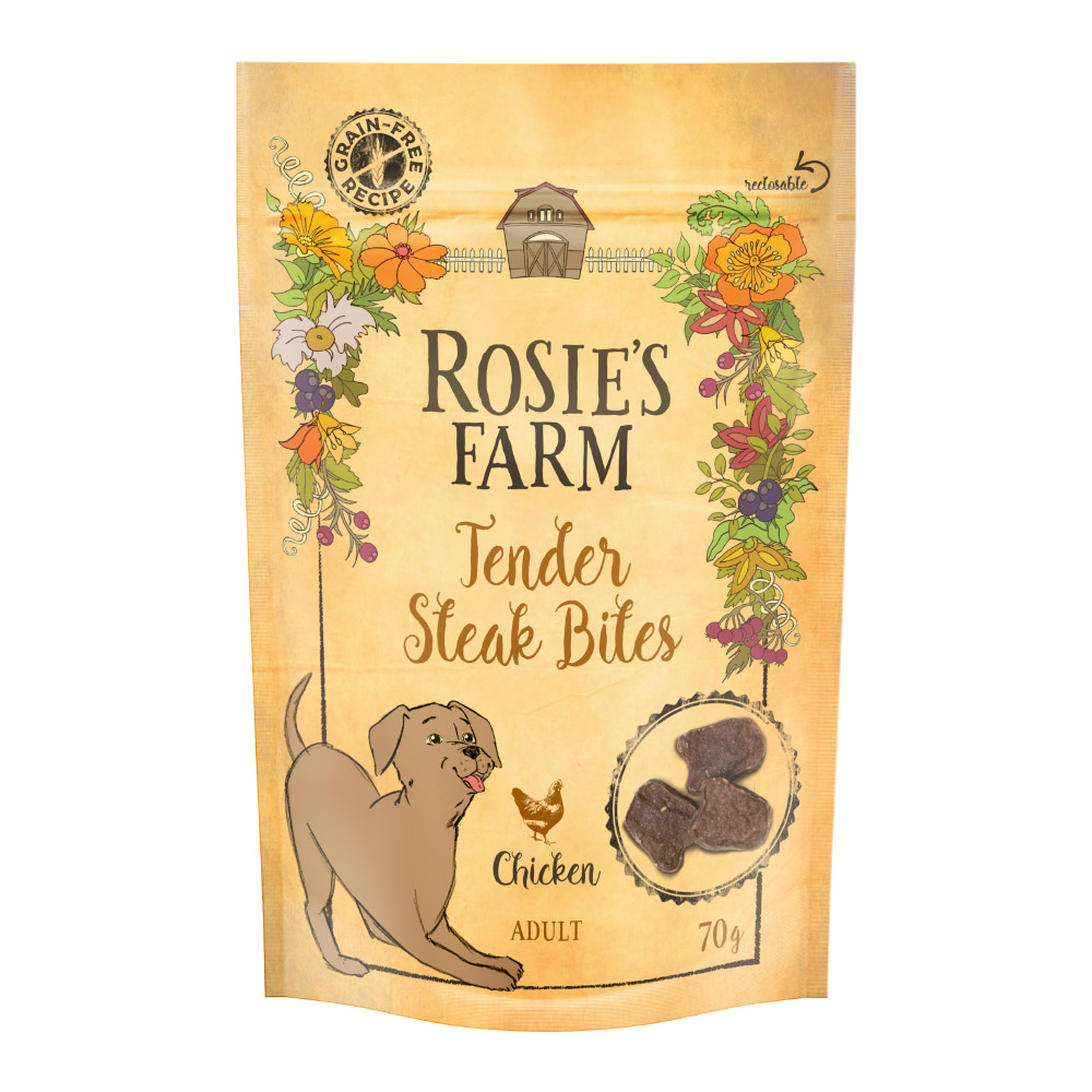 70g Chicken Mini Steak Bites Rosie's Farm Dog Snacks