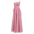 Delphine Pleated One-Shoulder Organza Gown