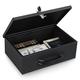 KYODOLED Fireproof Document Box with Key Lock,Safe Storage Box for Valuables,Fire Resistance Security Chest,Fireproof Box for Documents,Passport,Cash,Tablet,Exterior 12.8'' x 8.4'' x 4.5'' Black