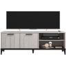 Meuble TV 2 Portes GALANO Lawrence, 140 x 39.8 x 48.2 cm, Style Moderne, Couleur Chêne Gris