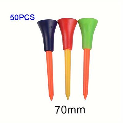 TEMU 50pcs Plastic Golf Tees Multi Color 83mm/3.26in 7mm/2.75in 54mm/2.12in Durable Rubber Golf Tee Golf Accessories Golf Ball Holder