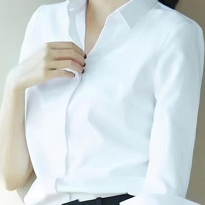 TEMU White Shirt Women's Long Sleeve Top Dress Spring And Autumn Fashion Shirt Work Suit