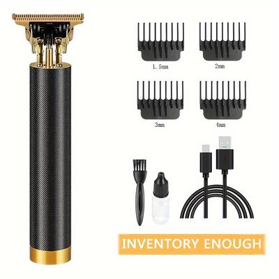 TEMU Professional Hair Trimmer Electric Beard Shaver Body Hair Razor 3 Speed Barber Hair Razor With Hole, Comes With 4 Blades, Cleaning Brush, And