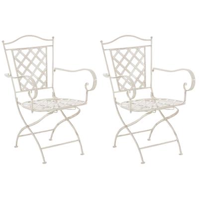 2er Set Gartenstühle klappbar aus Metall antik-creme
