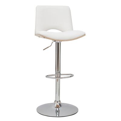 Miliboo - Design-Barhocker panach höhenverstellbar weiß und helles Holz Image