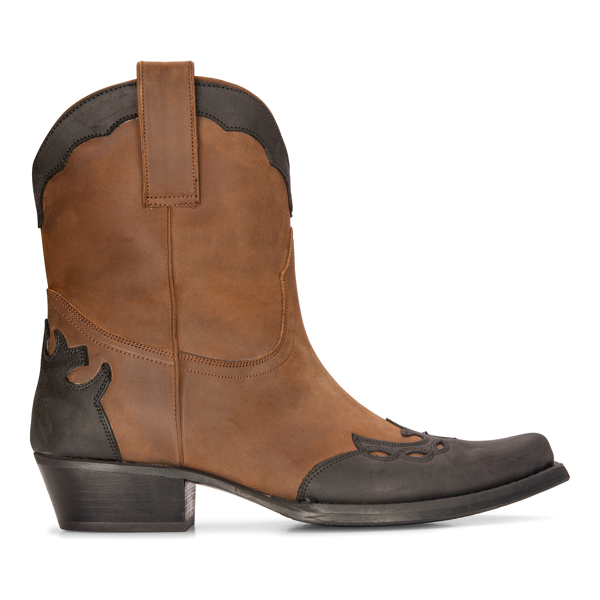 Herren-Westernstiefel aus Leder, braun, kubanischer Cowboy, Winklepickers, klassisch, spitz