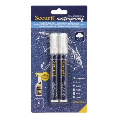 Securit 2er-Pack Kreidestifte »CHALKMARKERS Waterproof« 2-6 mm weiß weiß