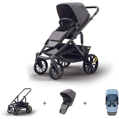 Veer Switch&Roll Luxe Single-to-Double Stroller + Color Kit Luxe Bundle - Blue Beryl