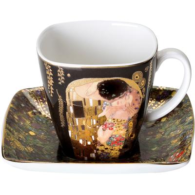 Espressotasse GOEBEL "Der Kuss", bunt, H:6,5cm Ø:8,8cm, Fine China-Porzellan, Trinkgefäße, schwarz Image