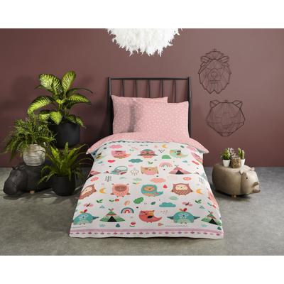 Babybettwäsche GOOD MORNING "Wise", rosa, B/L: 100cm x 135cm, , Renforcé, B/L: 60cm x 40cm, Renforcu00e9, Obermaterial: 100% Baumwolle, Bettwäsche, Baumwolle, 120x150, Reißverschluss, Wende, Baby, Mädchen, Eule, Rosa