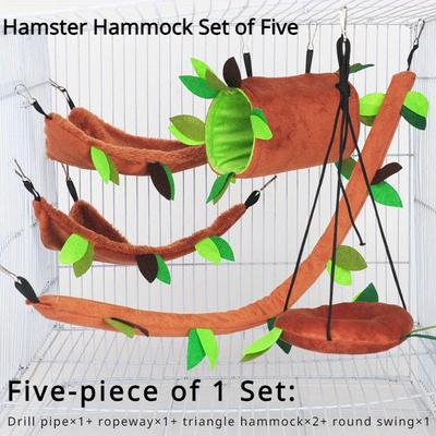 5pcs/set Hamster And Mouse Hammocks, Imitation Lea...