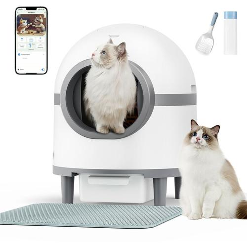 Selbstreinigende Katzentoilette, automatische Katzentoilette mit APP-Kontrolle/Geruchsbeseitigung