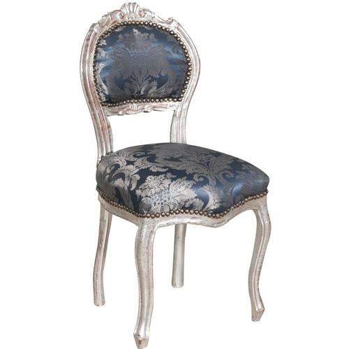 Louis xvi Holzstuhl 90x42x45 Silberner Stuhl Französischer Stil Schlafzimmersessel Barockstühle