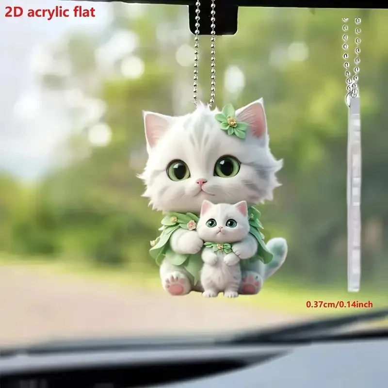 Entzückender 2d Acryl flacher Katzen anhänger für Autos, Taschen und Schlüssel ist ein süßes Accessoire, das überall hingeht! Image