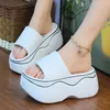 7,5 cm Hohe Plattform Slipper Frau Weiß Chunky Rutschen Schuhe Für Sommer frauen Höhe Erhöhen Aufzug Slipper Mädchen Sexy scuff