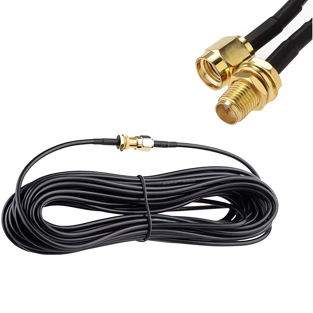 RPSMA-Anschluss Stecker auf SMA-Buchse Verlängerungskabel Kupfer-Feeder-Draht für Koax-Koaxial-WiFi-Netzwerkkarte RG174 Router-Antenne Image