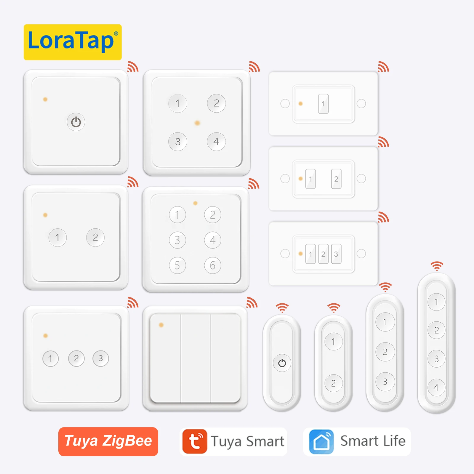 LoraTap ZigBee 3.0 Wireless 13 Typen Druckknopf EU US Fernbedienung Tuya Szene Automatisierung Steuerschalter Smart Life App Image