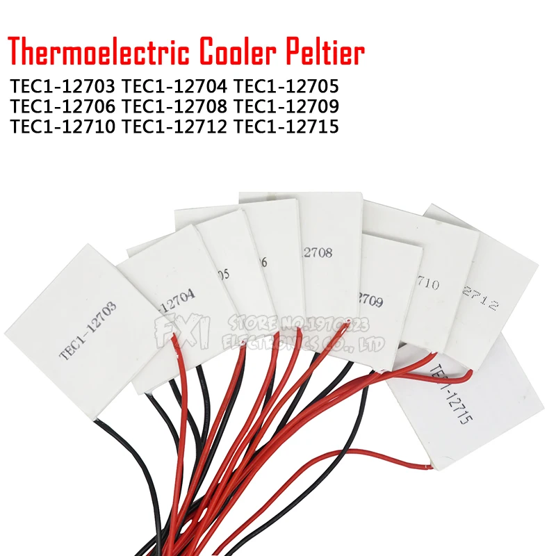 TEC1-12703 Thermoelektrischer Kühler Peltier TEC1-12705 TEC1-12708 TEC1-12715 12V Peltier Elemente Modul 40*40MM 12706 12710 12704 Image