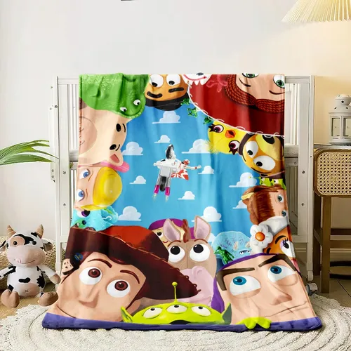 Spielzeug Geschichte Cartoon gedruckt Flanell dünne Decke. Vier Jahreszeiten Decke. Für Sofa