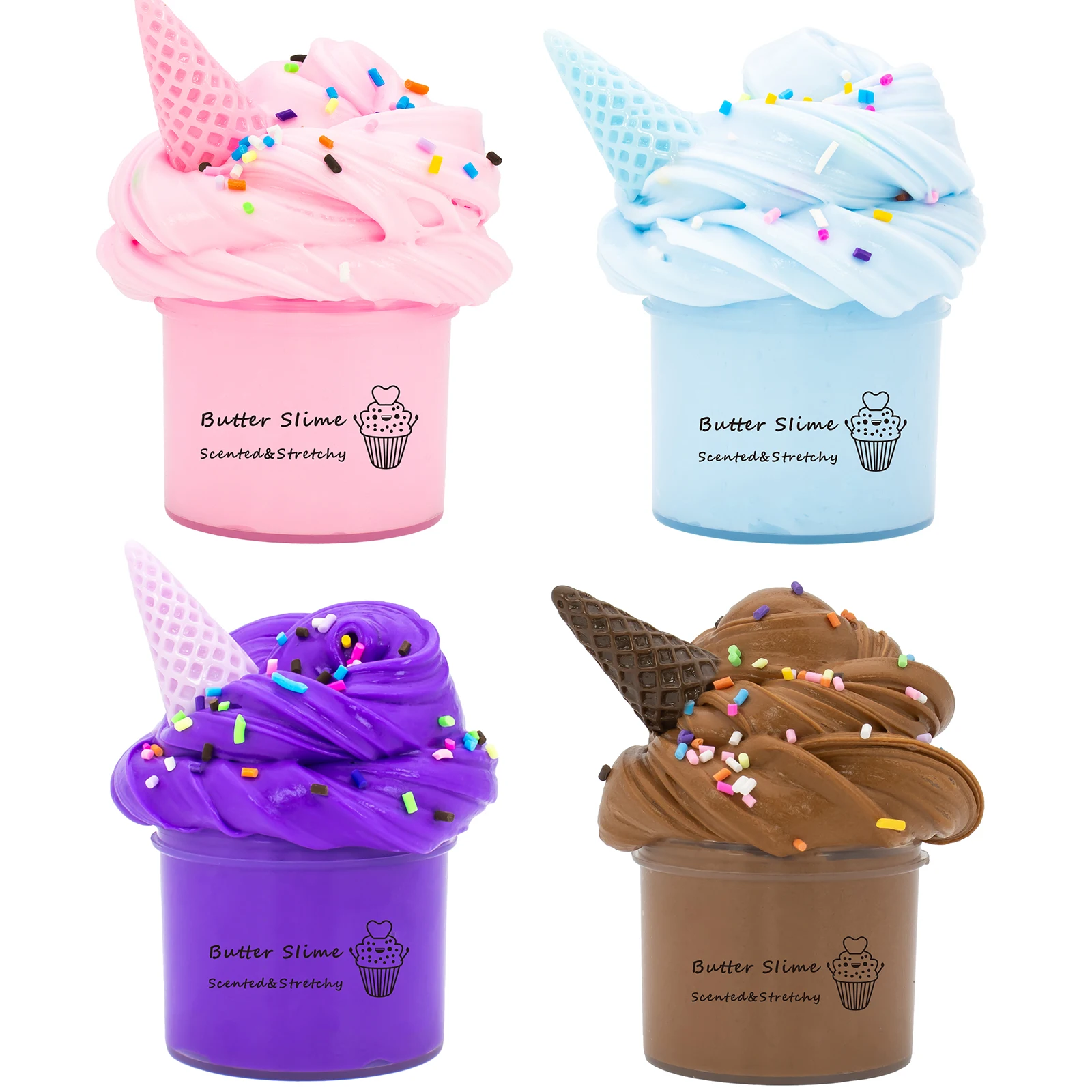 70 ml duftender Butterschleim, strechy und nicht klebrig, Eiscreme-Kegel-Zubehör, Geburtstag, Urlaub, Ostern-Party-Geschenke, DIY-Stres Image