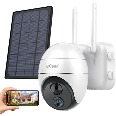 Iegeek - 1080P Kabellos Überwachungskamera Aussen wlan Akku Solar, 360° ptz mit pir Image