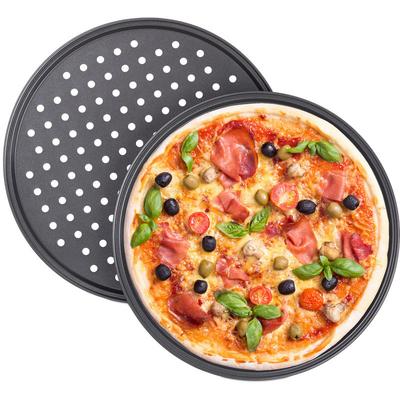 Pizzablech, 2er Set, rund, gelocht, antihaft, Pizza & Flammkuchen, Carbonstahl, Knusperblech, ∅ 32 Image