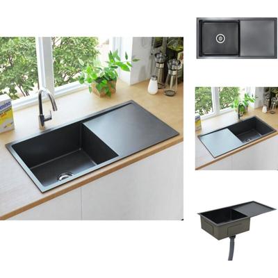 Küchenspülen & Spülbecken - Living Handgefertigte Küchenspüle Schwarz Edelstahl - Schwarz Image