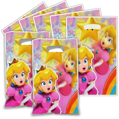 10pcs 16.5*25cm Peach Gift Bag Loot Bag Kid Girl Birthday Party Supplies Pink Super Mario Bros