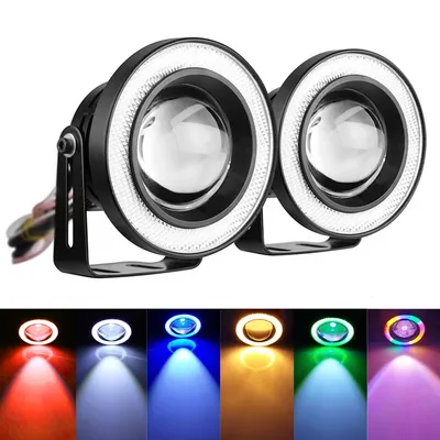 Pair of Car Angel Eyes Fog Lamp 12V Universal 2.5 3.0 COB LED DRL Lamp 3.5 Driving Lights White Blue