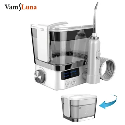 Rechargeable Oral Irrigator 2 Jet Tips 600ml Dental Water Flosser With 10-degree For Teeth Cleaning