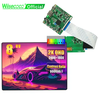 Wisecoco 8 Inch OLED 2K Screen AMOLED IPS Display Raspberry Pi Bright Adjustable 180° Rotation For Automotive Tablet 2480x1860