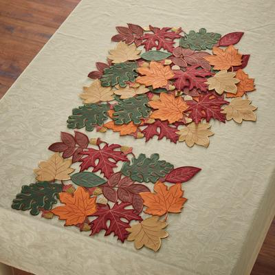Set of 4 Embroidered Cut-Out Placemats by BrylaneHome in Harvest