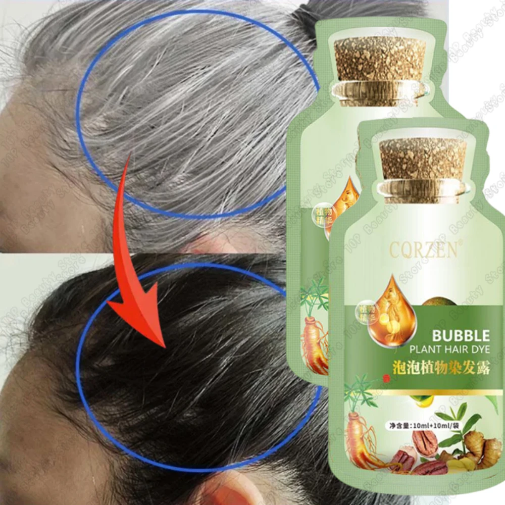 Reines natürliches pflanzliches Haarfärbeshampoo, 5-Minuten-Wechsel der Haarfarbe, nicht reizend, Reparatur, Grau, Weiß, modische Haarpflege, Damen und Herren Image