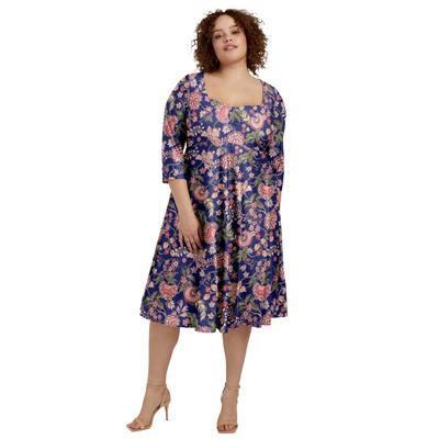 Plus Size Women's Sweetheart Swing Dress by June+Vie in Paisley Floral (Size 30/32)
