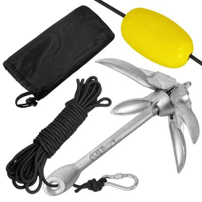 TEMU Froadp Foldable Boat Anchor, Folding Anchor, Folding Anchor Made Of Galvanised Steel, 0.7/1.5 Kg, Folding Folding Anchor, Boat Anchor Set With 10 M Anchor Tow Rope For Boat, Inflatable Boat, Sup Image