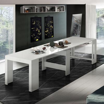 Ahd Amazing Home Design - Pratika Weiß 90x51-300cm weiß glänzend Konsolentisch ausziehbar