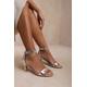 Where's That From Wheres Womens 'madrid' Mid Block Heel With Ankle Strap - Silver - Size UK 7 | Where's That From Sale | Discount Designer Brands