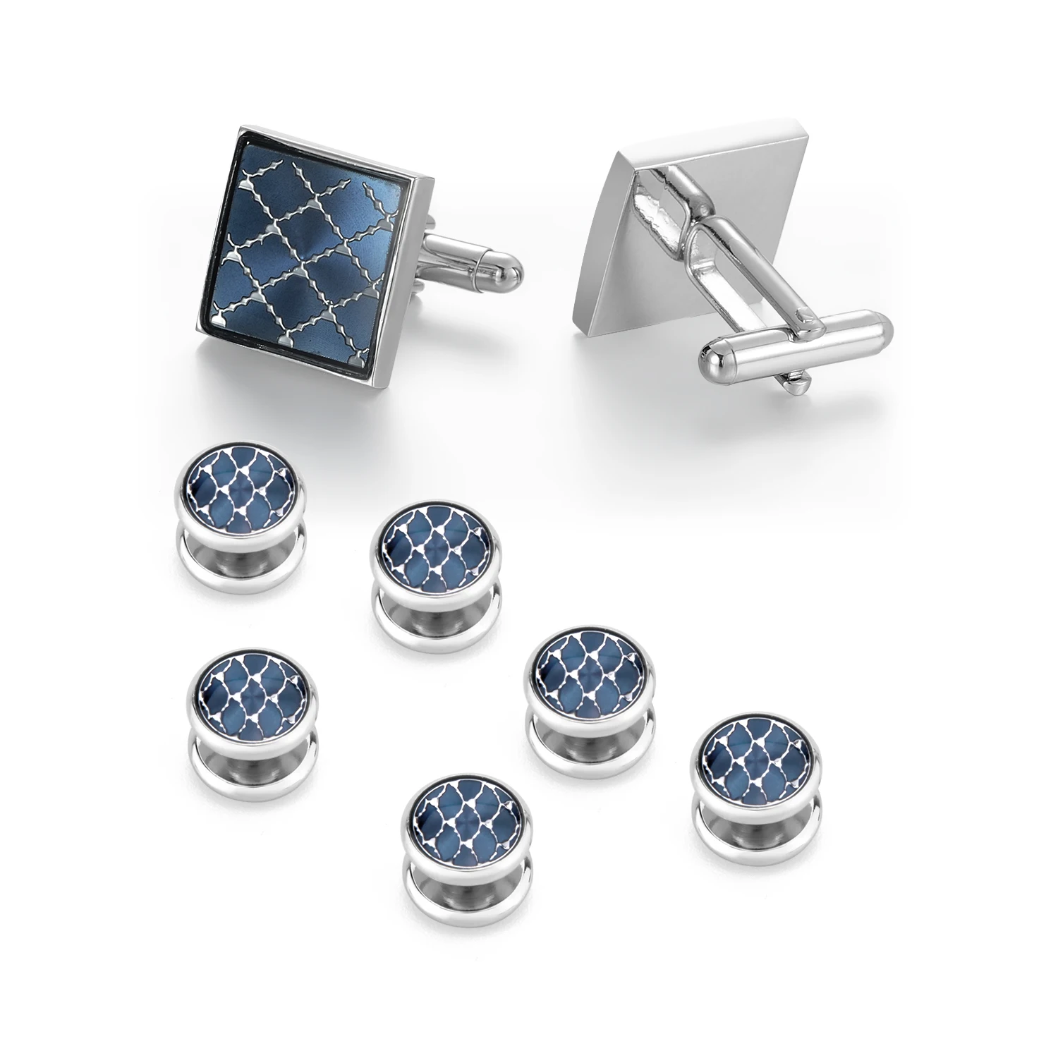 Gemelli e borchie Set borchie e gemelli per camicia da uomo classici gemelli per camicia francese regali di nozze accessori da uomo fermacravatta