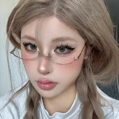Vintage Brille Metallrahmen Halbrahmen ohne Linse Mädchen Chic Cosplay Party Dekoration Brille Y2K Metall Fotografie Brille Image