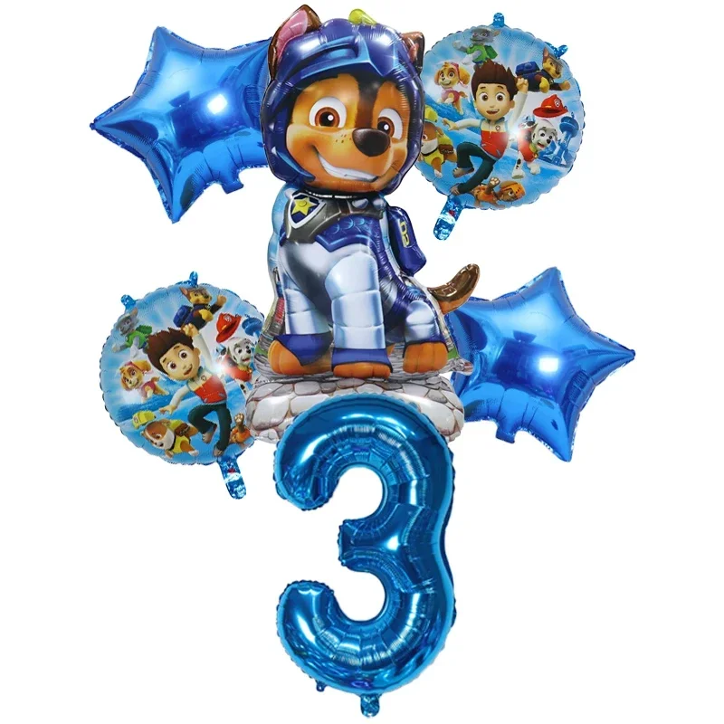 6 Stücke Paw Patrol aluminiumfolie ballon set cartoon Chase 32 zoll numerische ballon party dekoration kinder geburtstag spielzeug ball Image