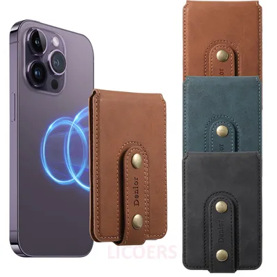 Vintage-Leder-Magsafe-Magnetkartenhalter für iPhone 17, 16, 15, 14, 13, 12, Pro Max Plus Air Phone Wallet Card Case Ständerhalter