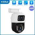 KERUI Outdoor Dual Lens PTZ 6MP POE Telecamera IP Telecamera di sicurezza domestica Video CCTV Sorveglianza Onvif iCSEE Telecamera Dual-Screen