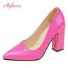 Aphixta Neue Barby Rosa Pumps Frauen Schuhe 7 cm/10 cm Quadratische Absätze Patent Leder Mehrfarbig Party Freizeit Super große Größe 35-53