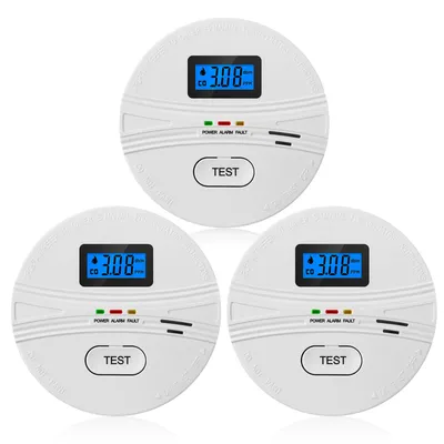 Tragbarer LCD-Feuer-Co-Alarm, Rauchmelder und Kohlenmonoxidmelder, 2-in-1-CO- und Rauchmelder, Testtaste, akustische Warnung