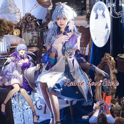 Spiel Honkai Star Rail Robin Cosplay Kostüm Abendkleid Perücke Schuhe Prop Halloween Karneval Image