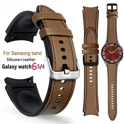 Silikon + Lederarmband für Samsung Galaxy Watch 6 5 Pro 40 44 mm Band Watch6/4Classic 47 43 46 mm Image