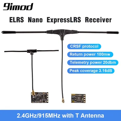 9imod 2,4 ghz/915mhz elrs nano expresslrs empfänger mit t antenne unterstützung wifi upgrade für rc fpv travers ing/renn drohne