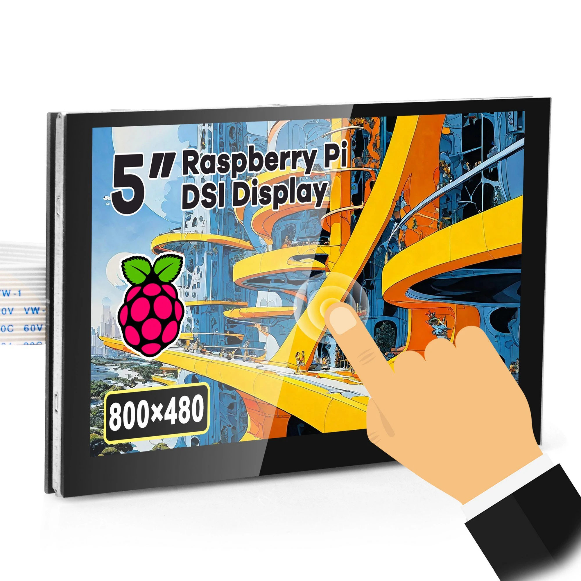 OSOYOO 5 Zoll RPi5 DSI kapazitiver Touchscreen-LCD-Display-Monitor für Raspberry Pi 5 4 2 3 3B+ Image