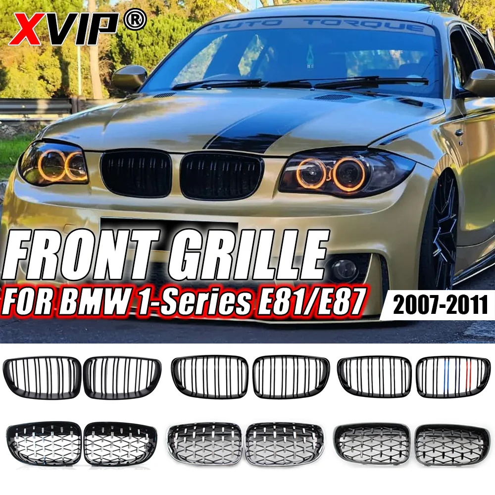 Per BMW E81 E87 E82 E88 128I 130I 135I auto paraurti anteriore griglia renale griglie da corsa griglie nero lucido doppia doghe Grill 07-11