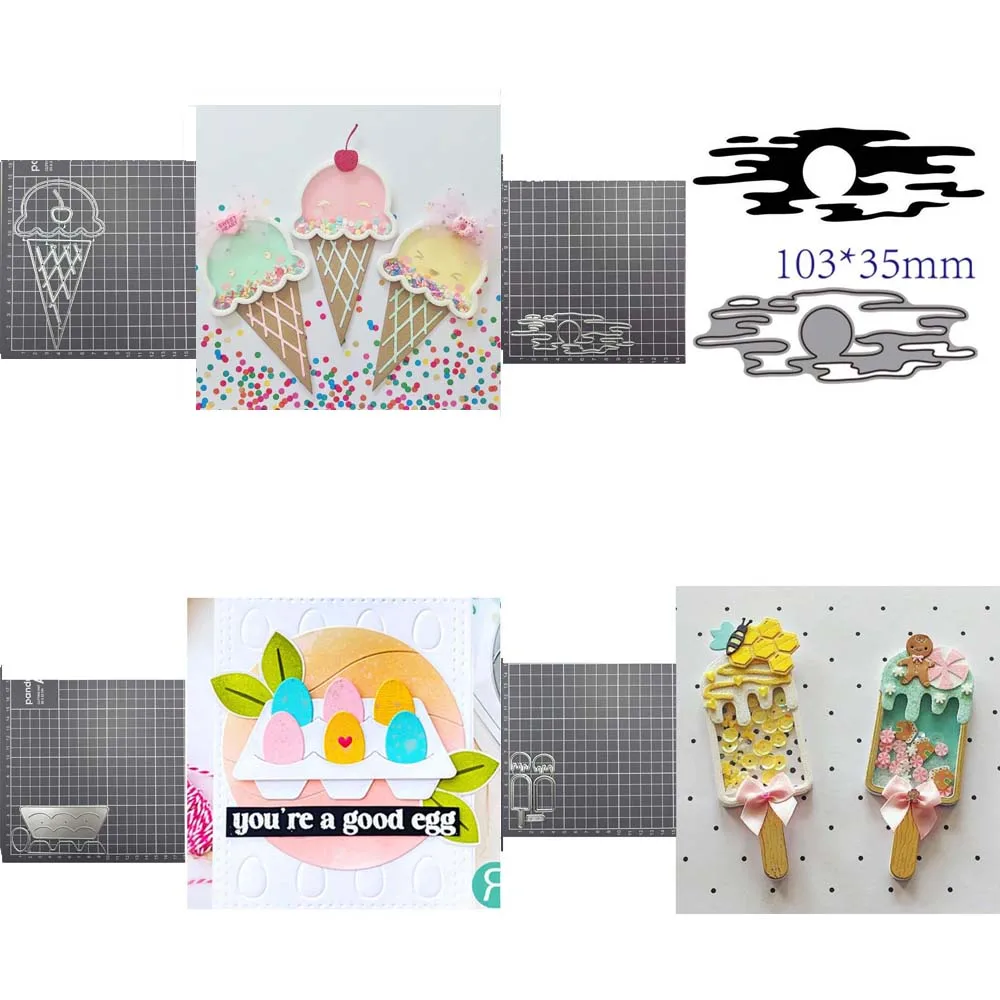 Matrices de découpe en métal, carte de gaufrage d'album de scrapbooking, moule de modèle d'artisanat bricolage, plateau de producteurs de pâques, crème glacée, popsicle, main tactile, lune